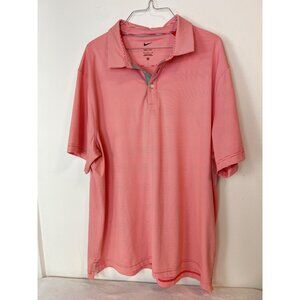 Nike Dri-Fit XL Coral Striped Golf Polo Shirt Men's